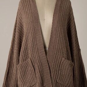MIRACLE BROWN OPEN FRONT CARDIGAN- S/M- NWT